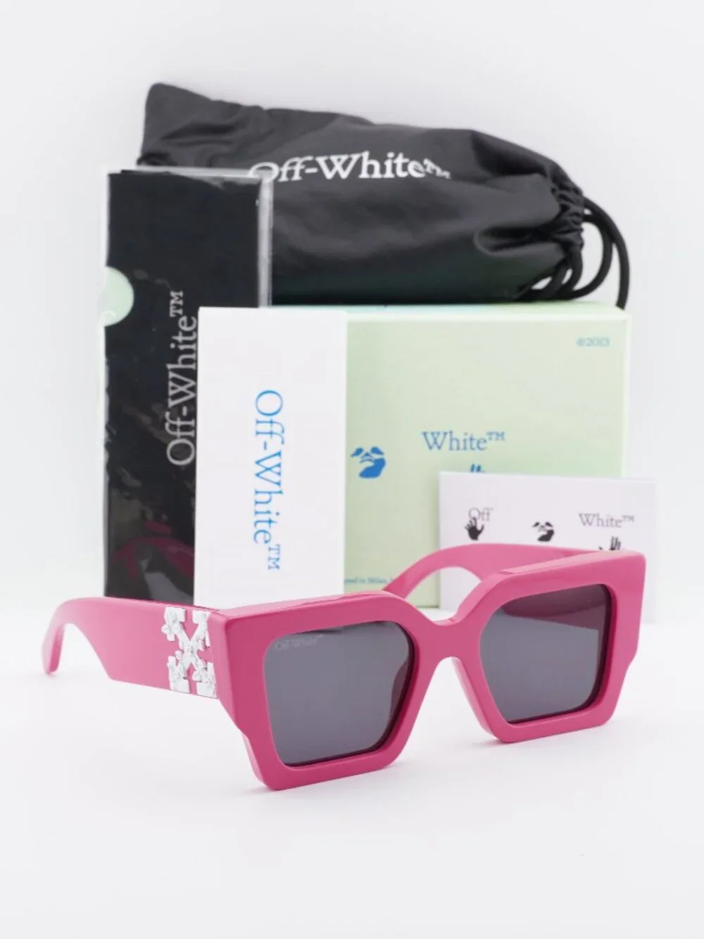 Off-White OERI003 6807 Square Sunglasses – Pink / Grey